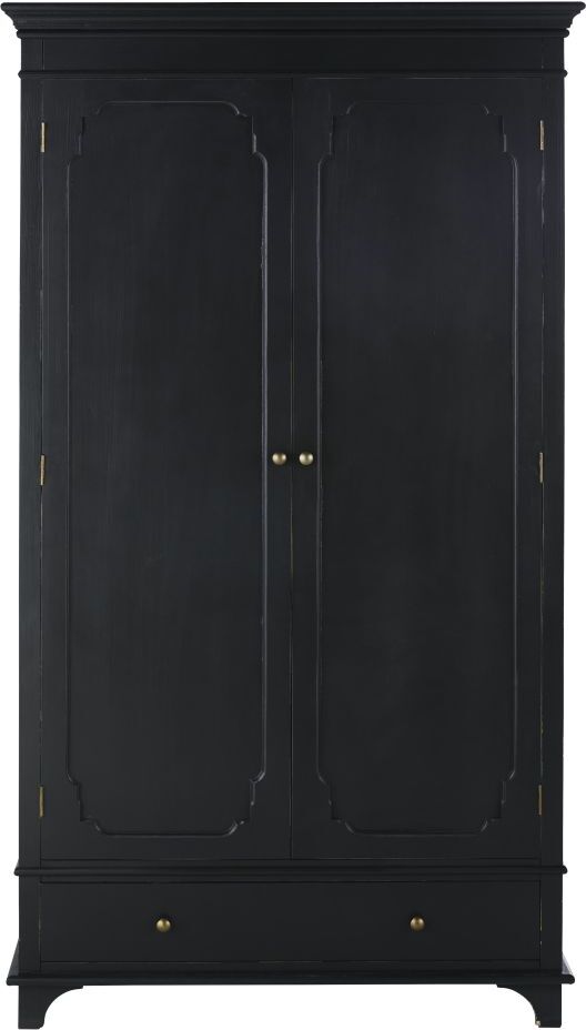 Maisons du Monde Armario con 2 puertas y 1 cajón negro carbón y metal color latón