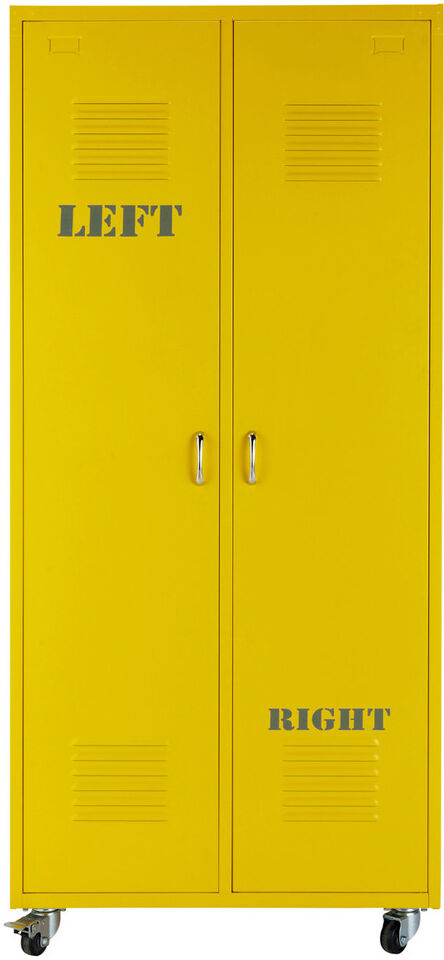 Maisons du Monde Armario con ruedas con 2 puertas de metal amarillo