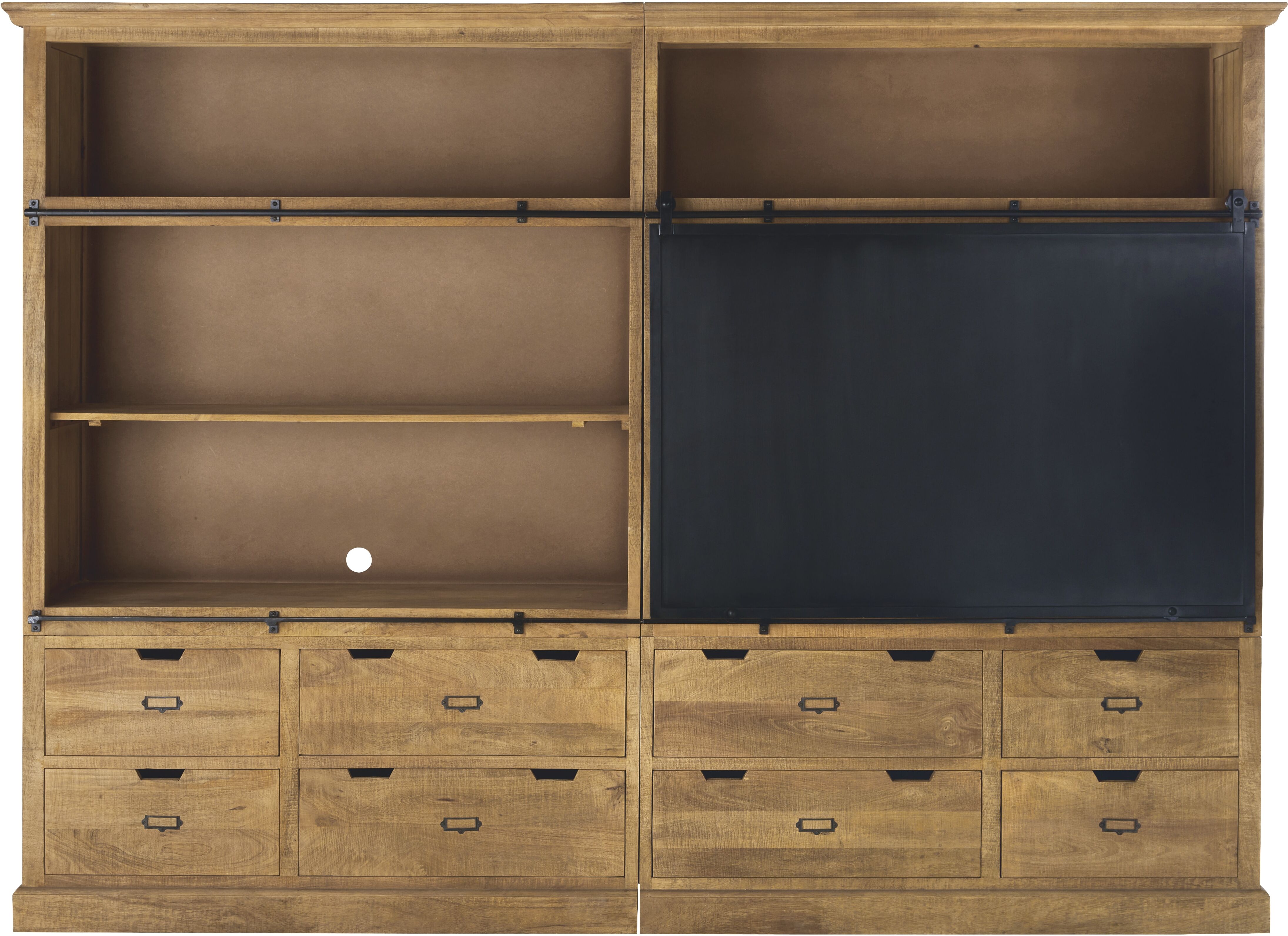 Maisons du Monde Biblioteca-mueble de TV de metal negro con 8 cajones y 1 puerta corredera