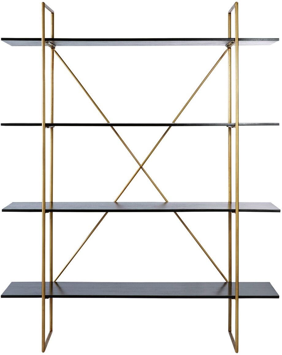 Maisons du Monde Estantería de metal dorado y mango macizo negro