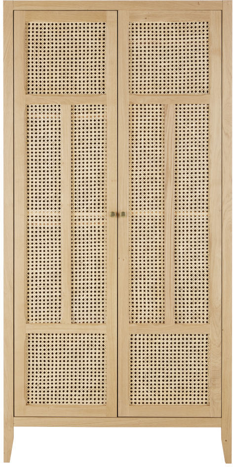 Maisons du Monde Guardarropa beige de 2 puerta batientes con rejilla de ratán