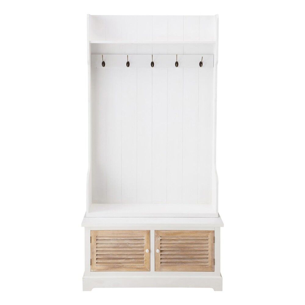 Maisons du Monde Mueble de entrada con 5 colgadores de madera blanco L. 96 cm