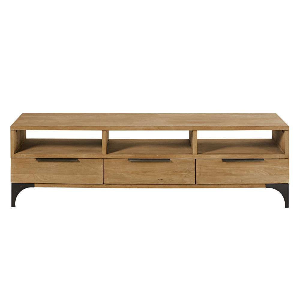 Maisons du Monde Mueble de TV con 3 puertas de mango macizo y acacia