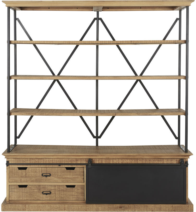 Maisons du Monde Mueble TV industrial con 1 puerta corredera y 2 cajones bicolor