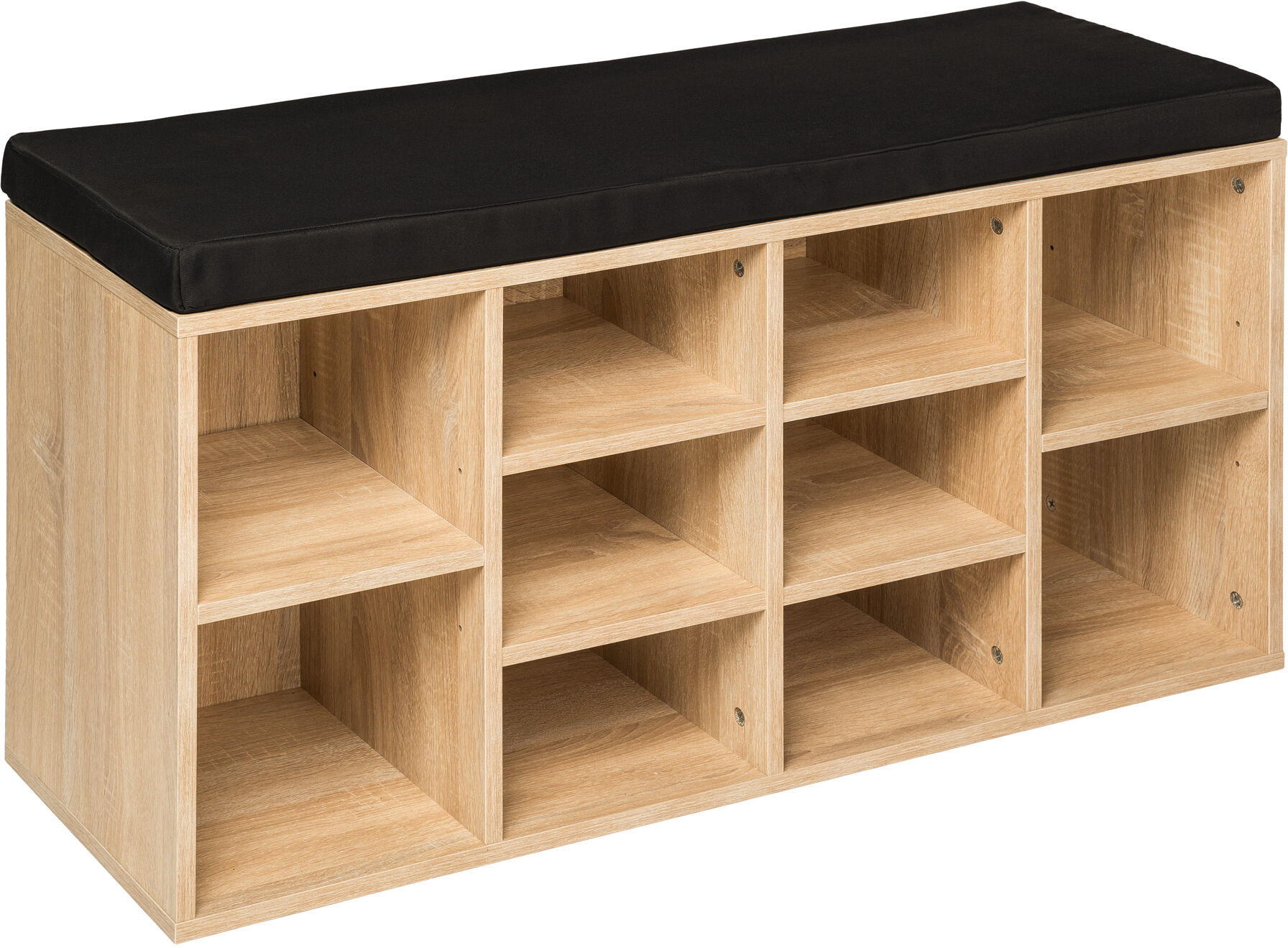 Tectake Zapatero con banco 1035x48x30cm madera mdf negro/roble claro