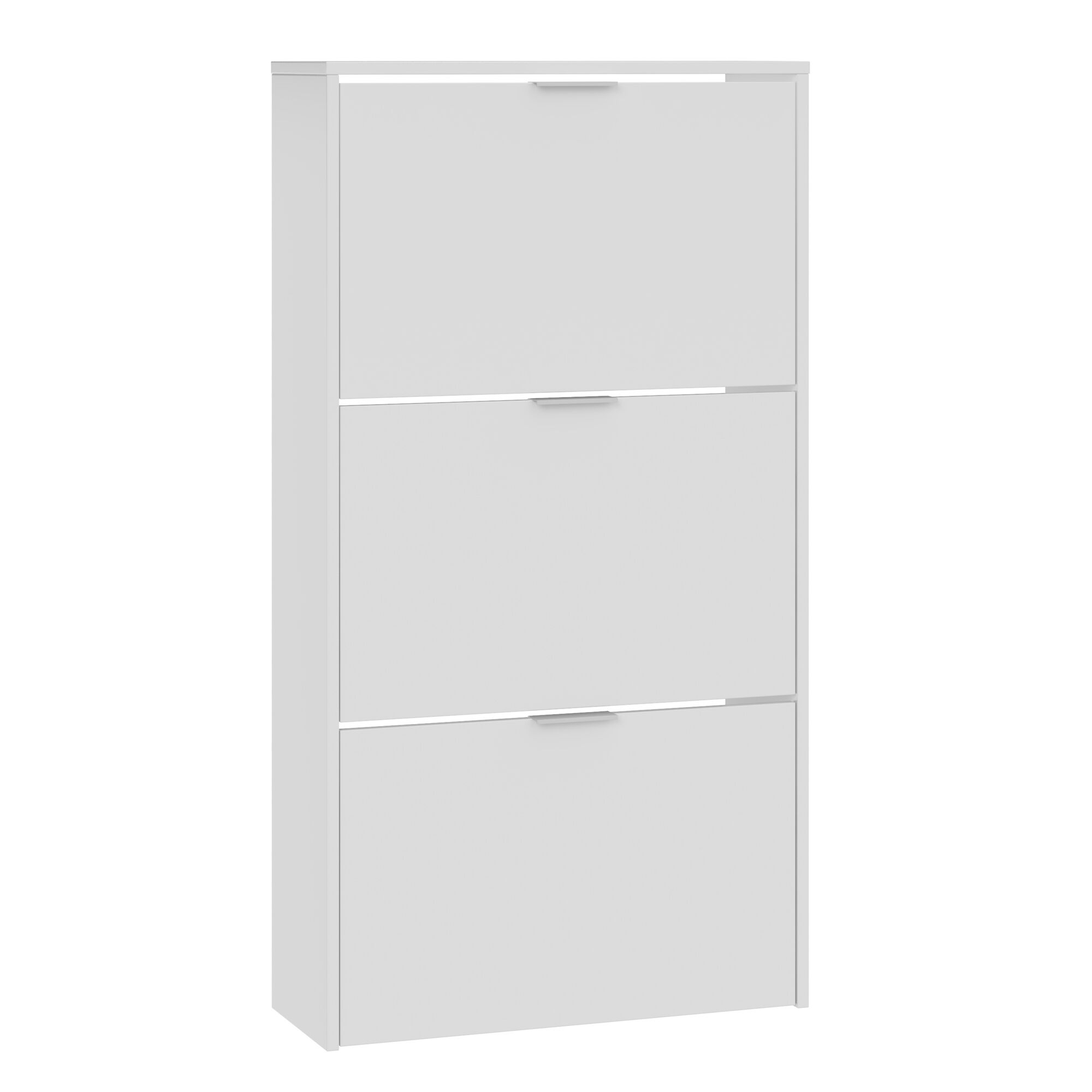 HOMN Mueble zapatero 3 puertas color blanco brillo, 60 cm x 22 cm x 113 cm
