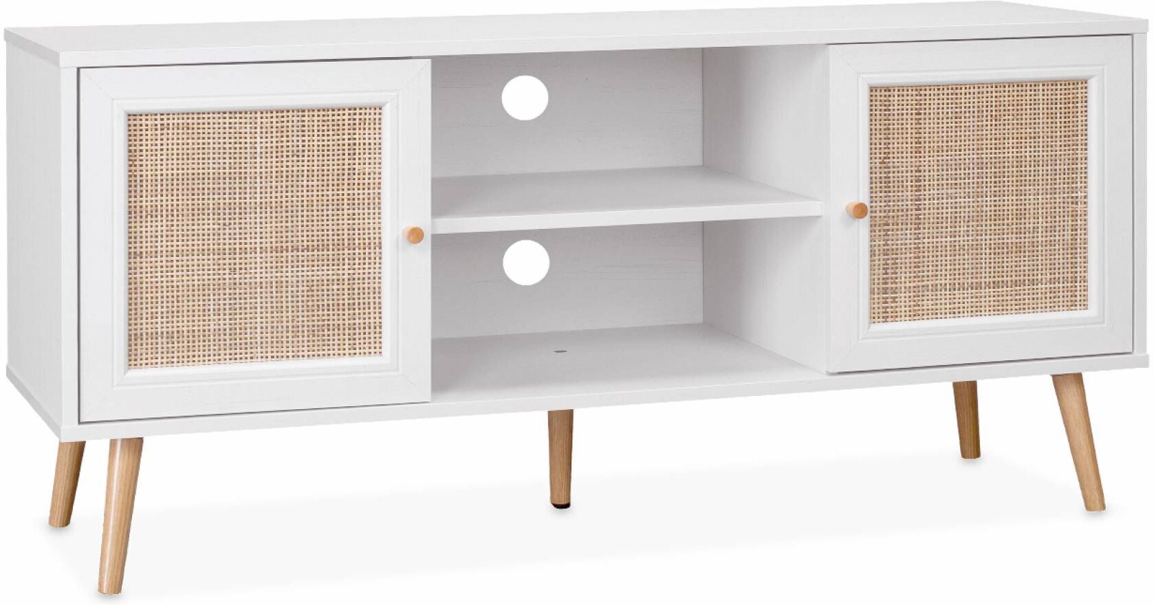 sweeek Mueble de tv de caña 120x39x56,5cm - blanco