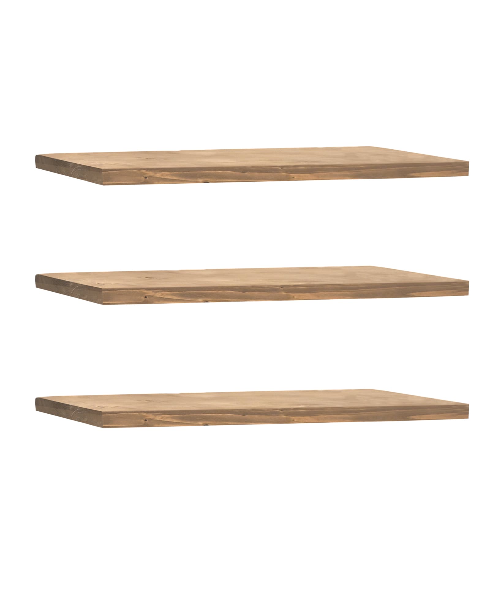 Decowood Pack 3 estanterías de madera maciza flotante envejecido 60x3,2cm
