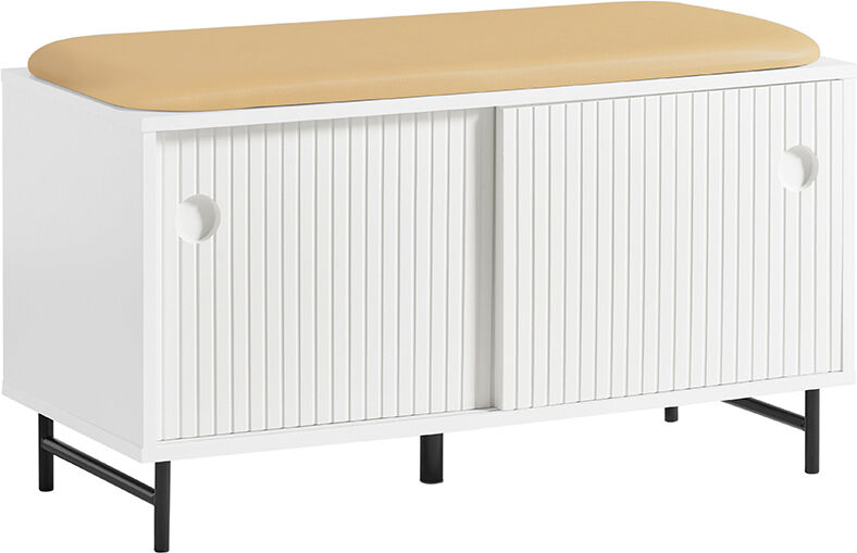 SoBuy Banco zapatero con puertas correderas madera blanco