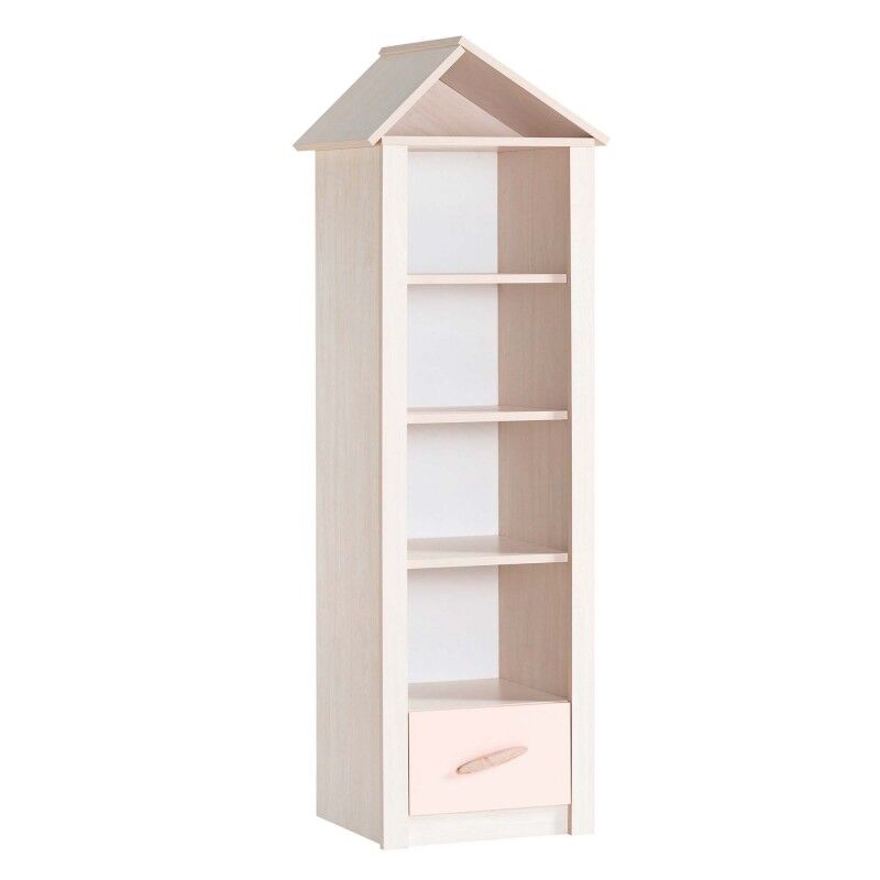 MueMue Estantería casita con cajón aglomerado rosa 164,4x47,4x41,3 cm