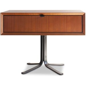 PIB Mesita de noche de madera marron con cajones PIB Mesita de noche de madera marron con cajones