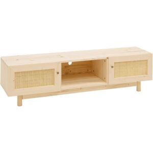 Decowood Mueble de tv de madera maciza y de 2 puertas tono natural de 150x40cm Decowood Mueble de tv de madera maciza y de 2 puertas tono natural de 150x40cm