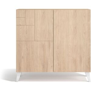 Herdasa - Zapatero, Modelo Bergen, Acabado Roble, Patas Blancas - Mueble de Almacenamiento Herdasa - Zapatero, Modelo Bergen, Acabado Roble, Patas Blancas - Mueble de Almacenamiento