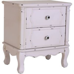 Wanderlust deco Mesita de madera envejecido de 2 cajones 50x36x55h cm - blanco Wanderlust deco Mesita de madera envejecido de 2 cajones 50x36x55h cm - blanco