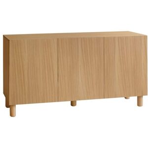 Decowood Aparador 3 puertas de madera de chapa de roble natural 160x40cm Decowood Aparador 3 puertas de madera de chapa de roble natural 160x40cm