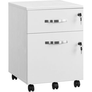 VASAGLE Archivador móvil con cerradura y 2 cajones de color blanco VASAGLE Archivador móvil con cerradura y 2 cajones de color blanco
