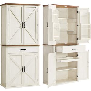 VASAGLE Aparador alto de 178,6 cm con puertas y estantes ajustables de blanco VASAGLE Aparador alto de 178,6 cm con puertas y estantes ajustables de blanco