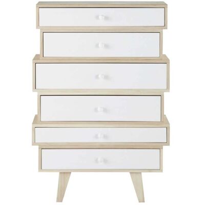 Maisons du Monde Cajonera de 6 cajones de paulonia blanca Maisons du Monde Cajonera de 6 cajones de paulonia blanca