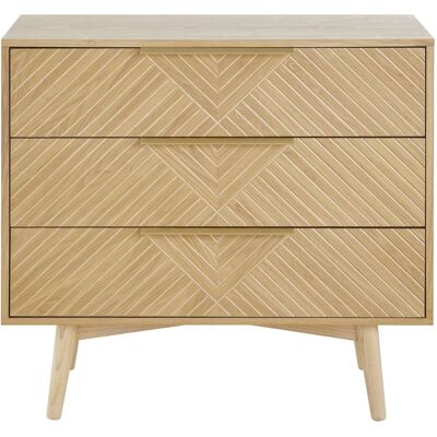 Maisons du Monde Cómoda de 3 cajones de chapa de fresno 86 cm Maisons du Monde Cómoda de 3 cajones de chapa de fresno 86 cm