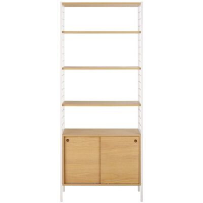 Maisons du Monde Estantería de 4 estantes y 2 puertas de madera y metal blanco 200 cm 80 cm Maisons du Monde Estantería de 4 estantes y 2 puertas de madera y metal blanco 200 cm 80 cm