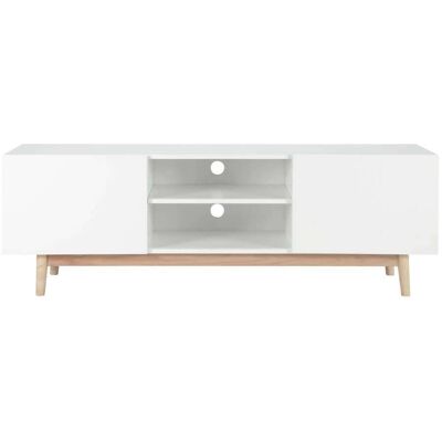 Maisons du Monde Mueble TV Vintage - 2 Puertas, Blanco, 150x50x40cm Maisons du Monde Mueble TV Vintage - 2 Puertas, Blanco, 150x50x40cm