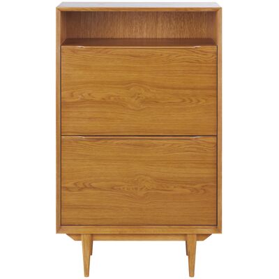 Maisons du Monde Zapatero de chapa de roble con 2 compartimentos abatibles Maisons du Monde Zapatero de chapa de roble con 2 compartimentos abatibles