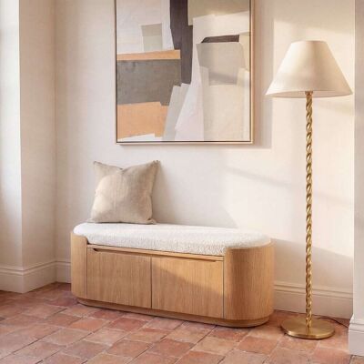 Maisons du Monde Banco zapatero con 2 puertas de madera clara 135 cm Maisons du Monde Banco zapatero con 2 puertas de madera clara 135 cm