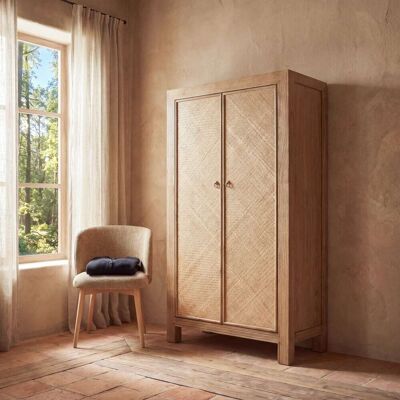 Maisons du Monde Armario de 2 puertas de madera de olmo reciclada y bambú 100 cm Maisons du Monde Armario de 2 puertas de madera de olmo reciclada y bambú 100 cm
