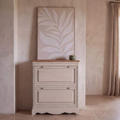 Maisons du Monde Zapatero de pino macizo crema y chapa de roble de 93 cm Maisons du Monde Zapatero de pino macizo crema y chapa de roble de 93 cm