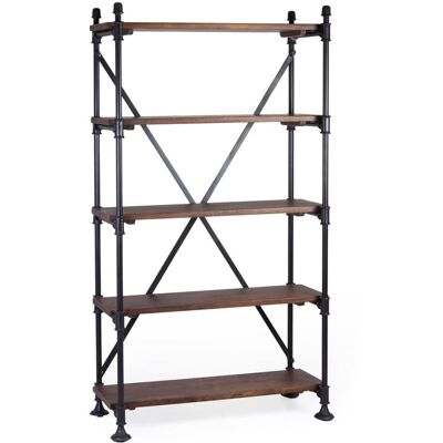 MOYCOR Librería de madera marrón y hierro negro alt. 180 cm MOYCOR Librería de madera marrón y hierro negro alt. 180 cm