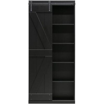 WOOOD Harris Armario de pino negro con puerta corredera - 221cm WOOOD Harris Armario de pino negro con puerta corredera - 221cm