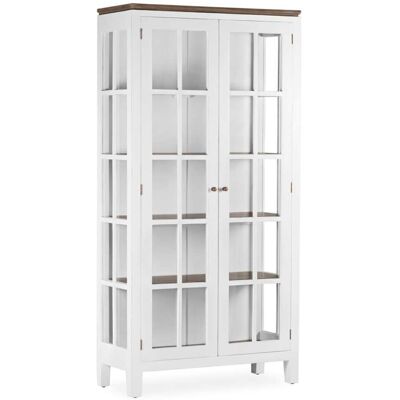 Vitrina en madera de mindi blanca y bronce, 190cm Vitrina en madera de mindi blanca y bronce, 190cm