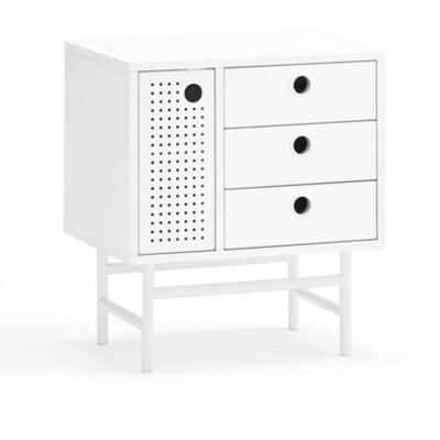 That's Write Mesita de noche blanca 3 cajones 1 puerta 48x35 cm That's Write Mesita de noche blanca 3 cajones 1 puerta 48x35 cm
