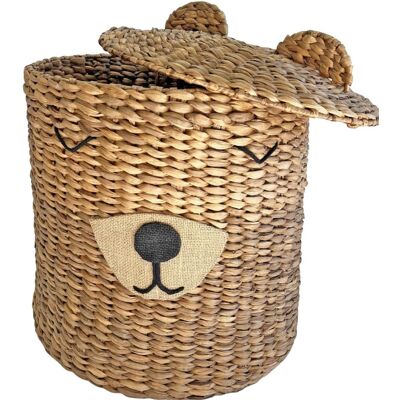 NATYAL Cesta decorativa infantil oso con tapa para almacenaje d.35cm NATYAL Cesta decorativa infantil oso con tapa para almacenaje d.35cm