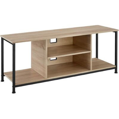Tectake Mueble bajo tv, 4 estantes fijos y uno ajustable, madera clara Tectake Mueble bajo tv, 4 estantes fijos y uno ajustable, madera clara