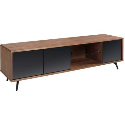 Mueble TV Nogal y Cristal Negro Efecto Espejo Angel Cerdá - Moderno y Espacioso Mueble TV Nogal y Cristal Negro Efecto Espejo Angel Cerdá - Moderno y Espacioso
