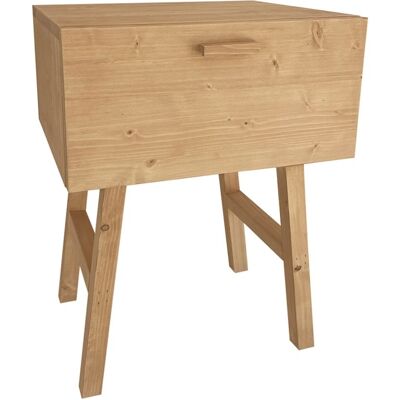 NATYAL Mesita de noche de madera maciza con cajón en tonos claros 45cm NATYAL Mesita de noche de madera maciza con cajón en tonos claros 45cm