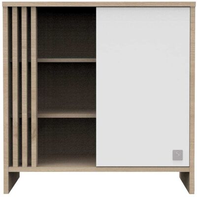 Sauthon Cómoda de 1 puerta de color con 3 nichos y Sauthon Cómoda de 1 puerta de color con 3 nichos y