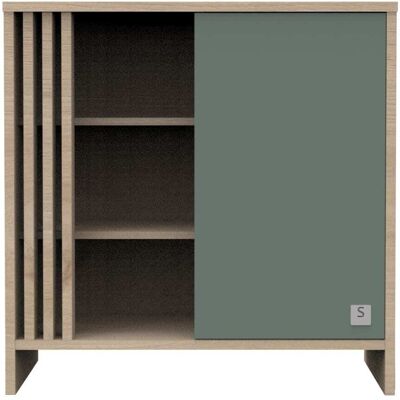Cómoda verde de Sauthon con puerta reversible - Cómoda Cómoda verde de Sauthon con puerta reversible - Cómoda