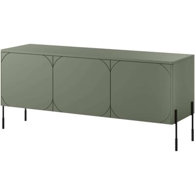 That's Write Mueble tv 3 puertas verde oliva con pie de metal negro 154x65 cm That's Write Mueble tv 3 puertas verde oliva con pie de metal negro 154x65 cm