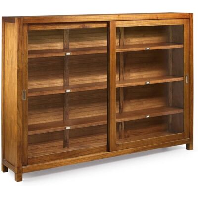 MOYCOR Vitrina 2 puertas correderas de madera marrón anch. 180 cm MOYCOR Vitrina 2 puertas correderas de madera marrón anch. 180 cm
