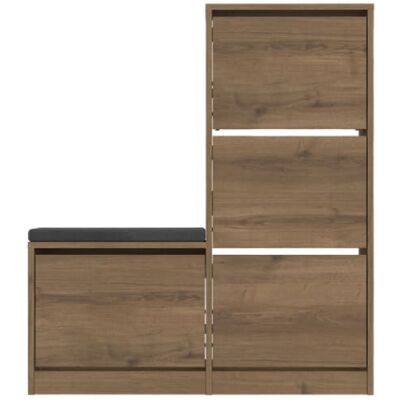 Concept Usine Mueble zapatero con asiento - 4 compartimentos - madera Concept Usine Mueble zapatero con asiento - 4 compartimentos - madera