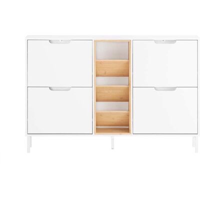SoBuy Gabinete de zapatos blanco natural - Almacenamiento de calzado, 4 cajones abatibles, 3 estantes SoBuy Gabinete de zapatos blanco natural - Almacenamiento de calzado, 4 cajones abatibles, 3 estantes
