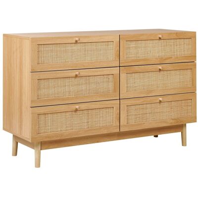 Cómoda 6 Cajones Madera Clara Nivo - Mueble de almacenamiento Cómoda 6 Cajones Madera Clara Nivo - Mueble de almacenamiento