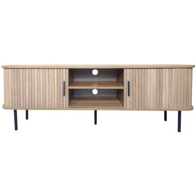 Concept Usine Mueble para tv de madera acanalada con puertas correderas de 140 cm Concept Usine Mueble para tv de madera acanalada con puertas correderas de 140 cm