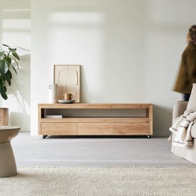 Tikamoon Mueble de tv de roble macizo con nudos 180 cm Tikamoon Mueble de tv de roble macizo con nudos 180 cm