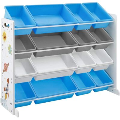 SONGMICS Estantería infantil de 4 niveles de color blanco y azul y gris SONGMICS Estantería infantil de 4 niveles de color blanco y azul y gris
