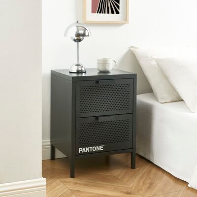 Pantone Mesilla de noche doble cajón metal gris antracita 40cm Pantone Mesilla de noche doble cajón metal gris antracita 40cm