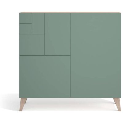 Herdasa Zapatero de melamina nogal claro puertas verde 87x90x27 cm Herdasa Zapatero de melamina nogal claro puertas verde 87x90x27 cm