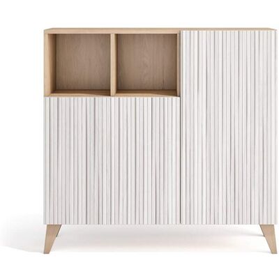Herdasa Zapatero melamina roble claro puertas impresas vallado blanco 87x90x27 Herdasa Zapatero melamina roble claro puertas impresas vallado blanco 87x90x27